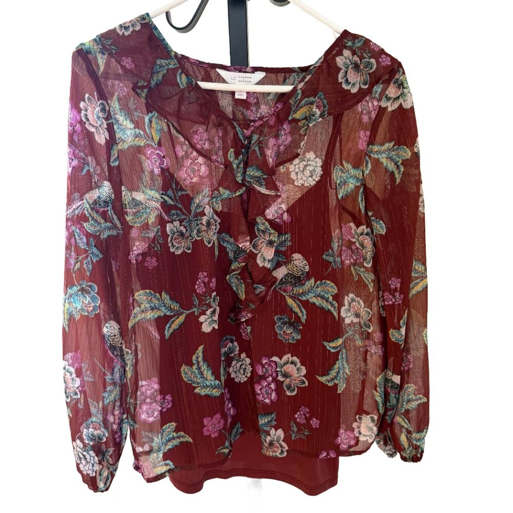 LC Lauren Conrad Ruffled Peasant Blouse